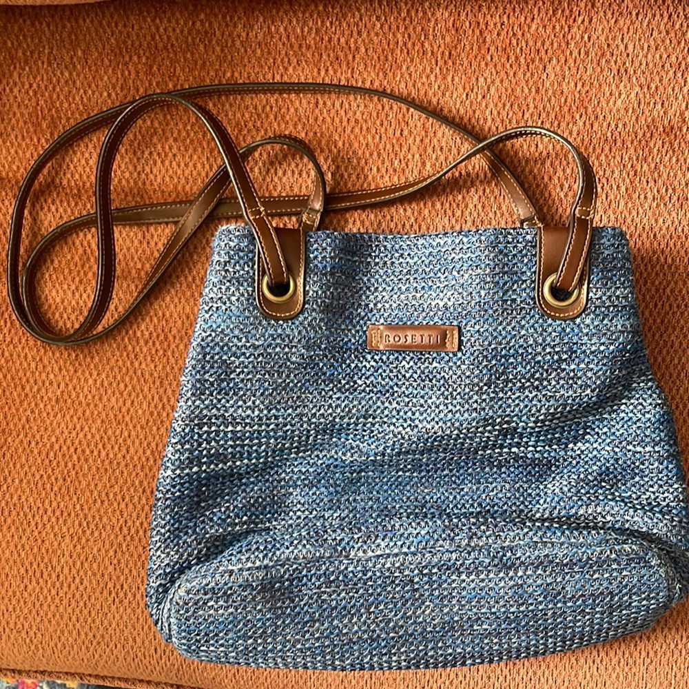 Vintage Rosetti blue woven leather purse handbag